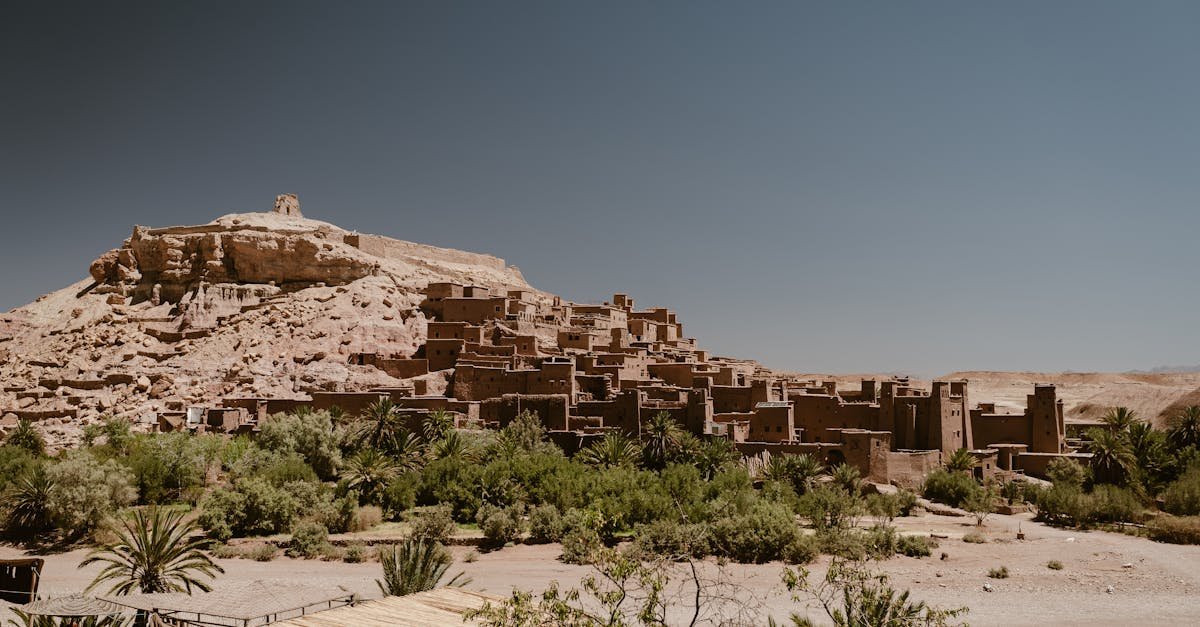 Stunning view of Ksar Ait Ben Haddou in Morocco's Draa-Tafilalet region under a clear blue sky.
